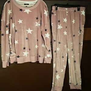 Simply Vera Vera Wang XL Snuggly Warm Mauve with Stars Long Sleeve Pajama set